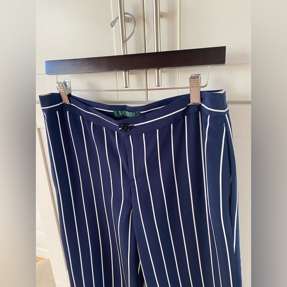 Ralph Lauren Navy Pinstripe Trouser Pants - Picture 3 of 6